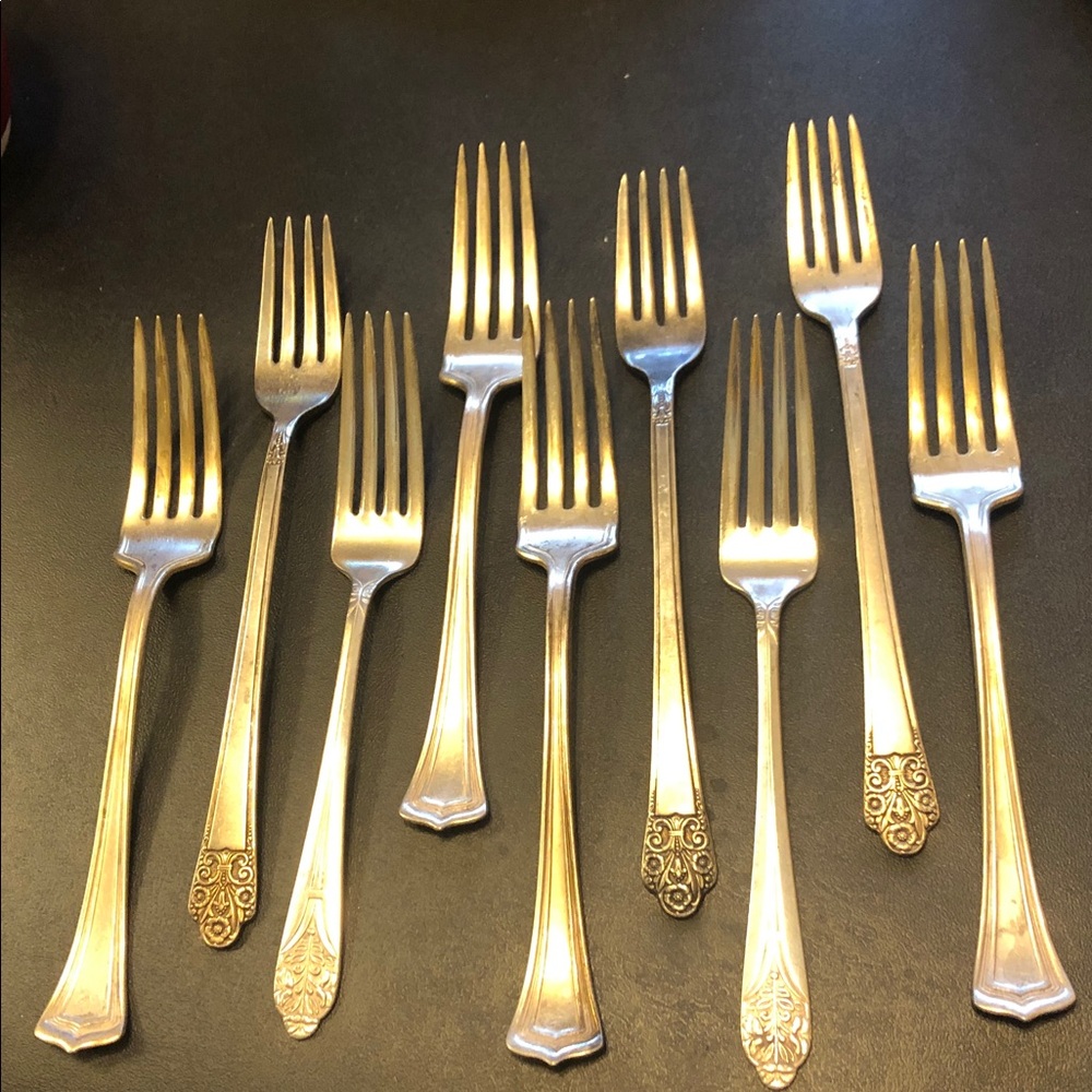 Vintage Silver-Plate Dinner Forks - Assorted Patterns, Silver Finish